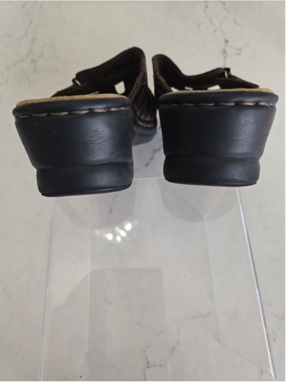 Women's Clarks Bendables Brown Leather Sandals Size 8 - Picture 7 of 11